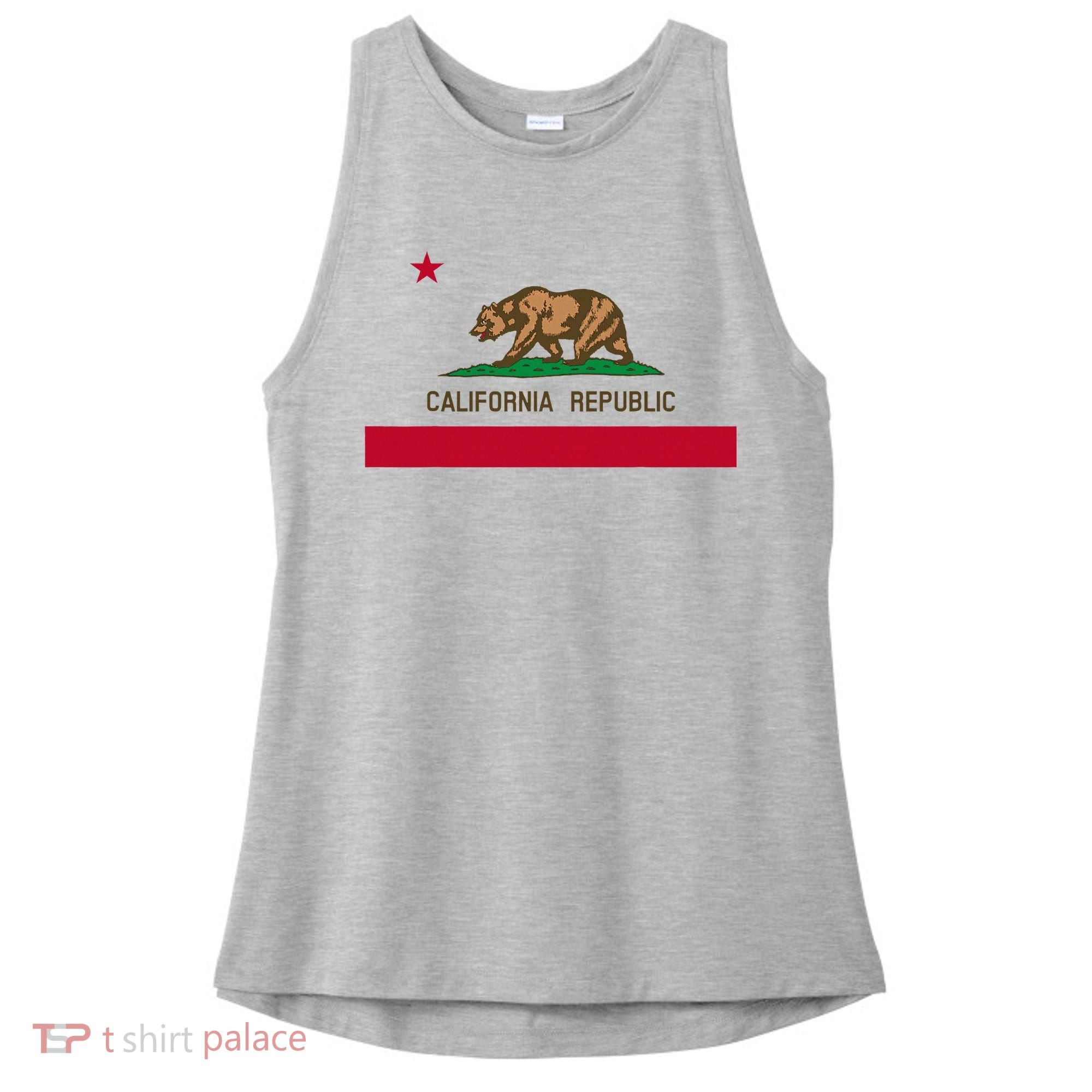 California Republic Flag Patriotic State Travel Usa Ladies PosiCharge Tri-Blend Wicking Tank