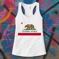 California Republic Flag Patriotic State Travel Usa Women's Tank Top thumb 3