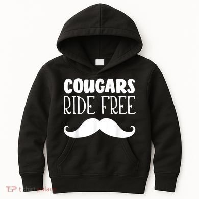 Cougars Ride Free Mustache Rides Cougar Bait Kids Hoodie