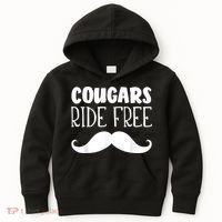 Cougars Ride Free Mustache Rides Cougar Bait Kids Hoodie thumb 0