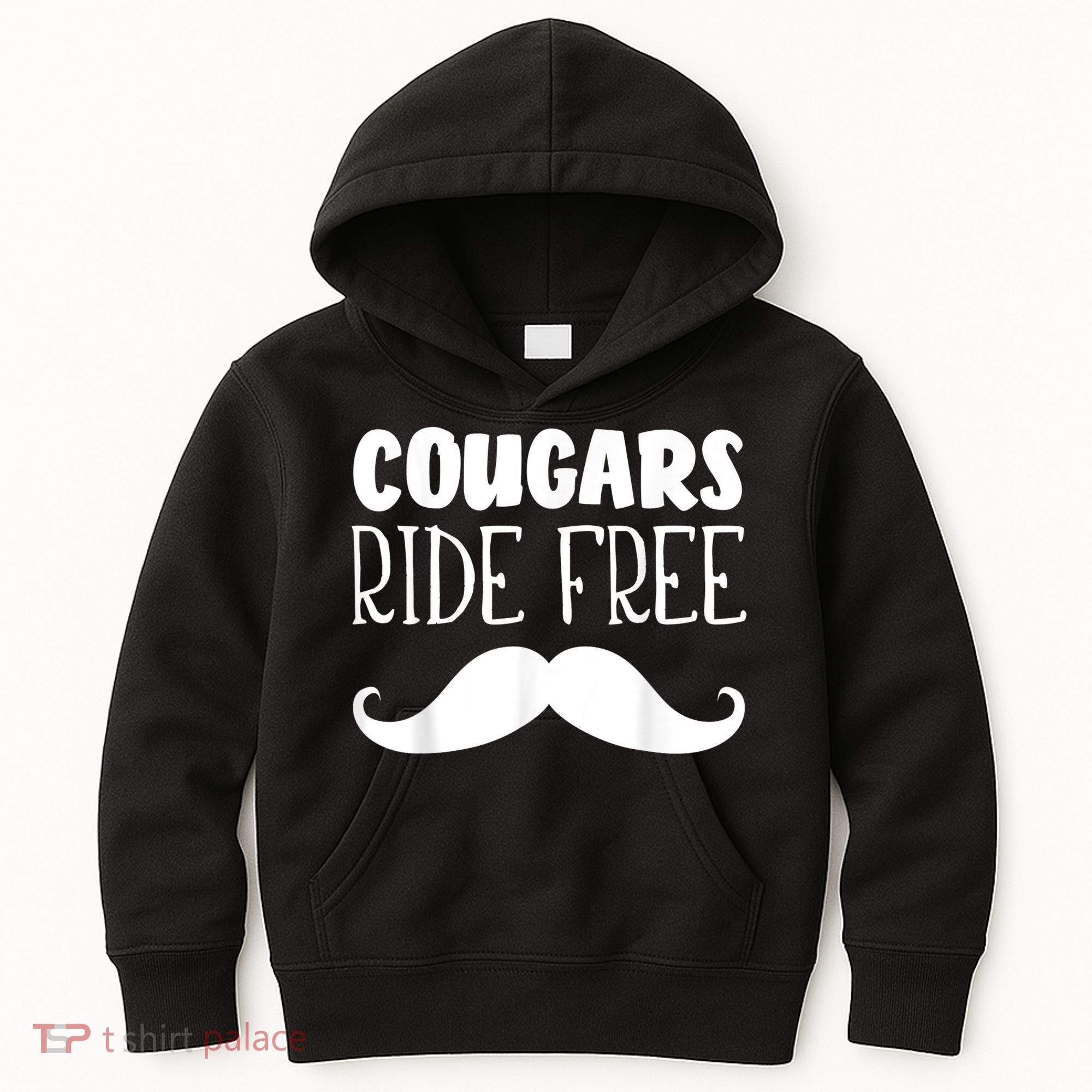 Cougars Ride Free Mustache Rides Cougar Bait Kids Hoodie