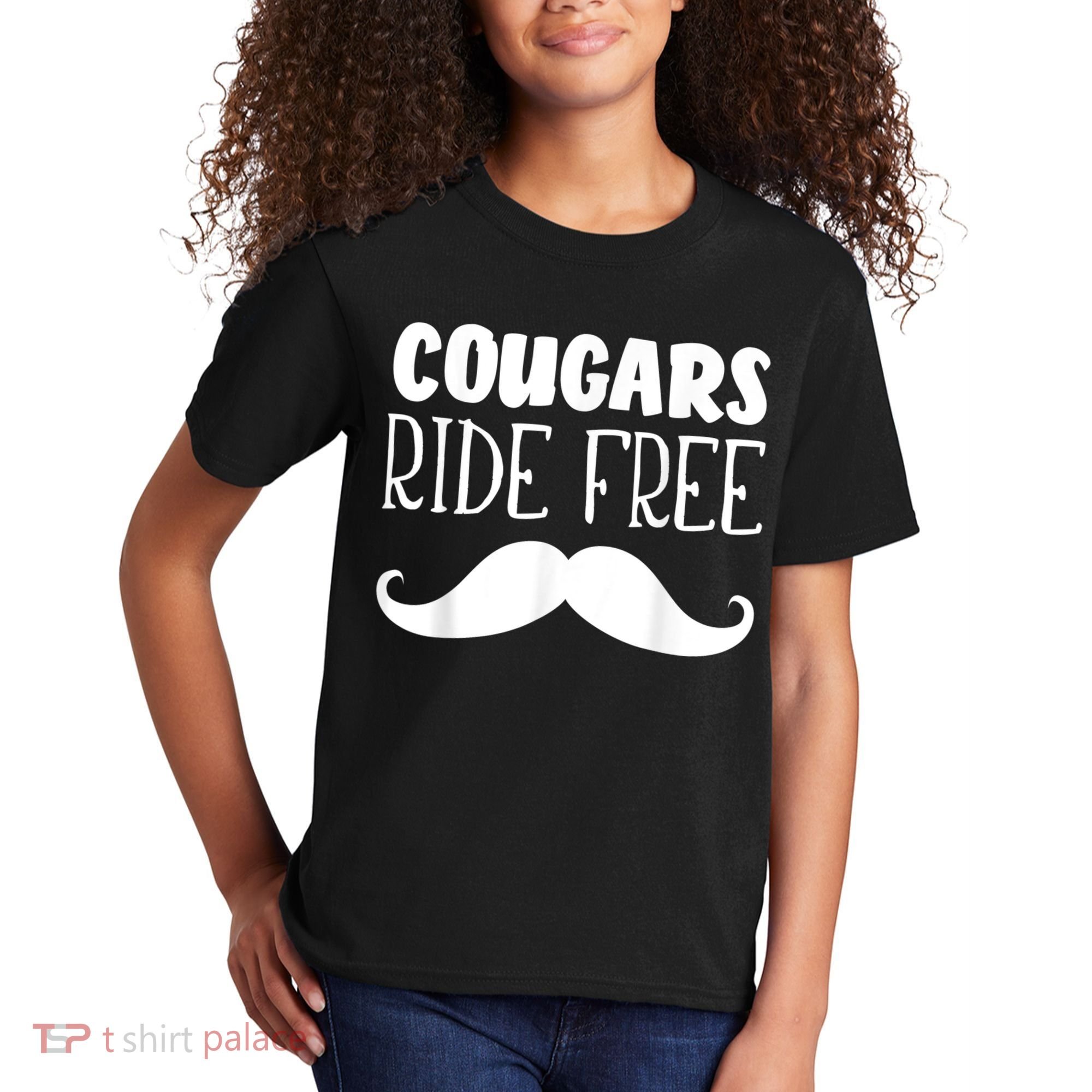 Cougars Ride Free Mustache Rides Cougar Bait Kids T-Shirt