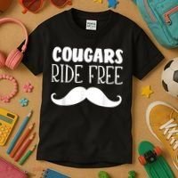Cougars Ride Free Mustache Rides Cougar Bait Kids T-Shirt thumb 3