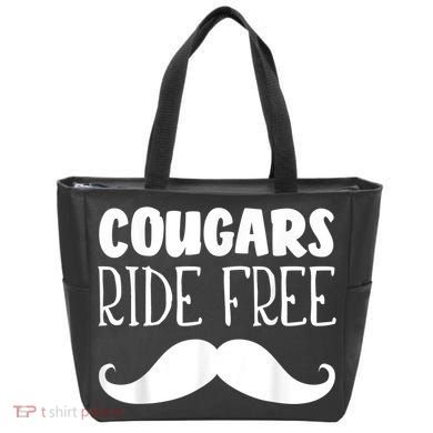 Cougars Ride Free Mustache Rides Cougar Bait Tote Bag