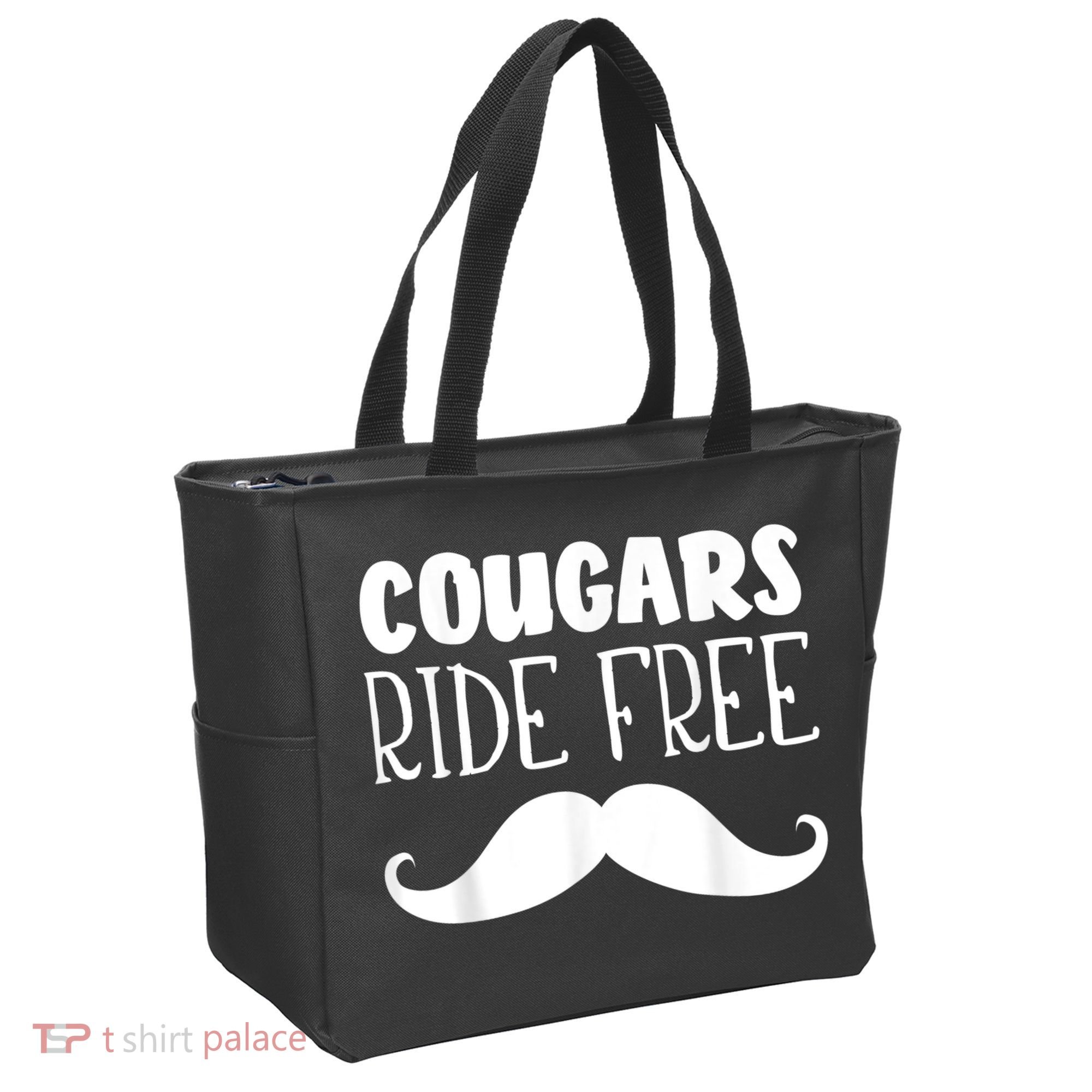 Cougars Ride Free Mustache Rides Cougar Bait Tote Bag