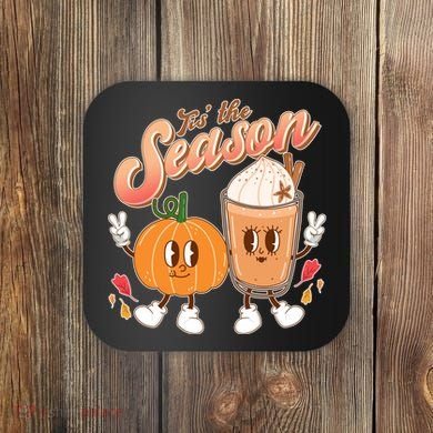 Cute Retro Fall Pumpkin Spice Tis The Season Coaster