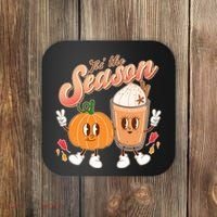 Cute Retro Fall Pumpkin Spice Tis The Season Coaster thumb 0
