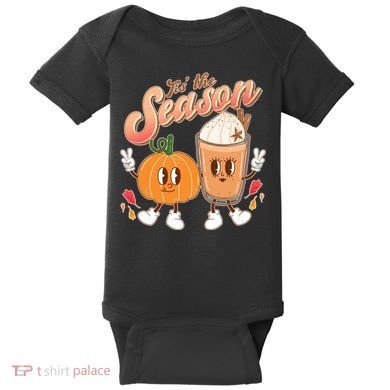 Cute Retro Fall Pumpkin Spice Tis The Season Baby Bodysuit
