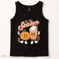 Cute Retro Fall Pumpkin Spice Tis The Season Tank Top thumb 2