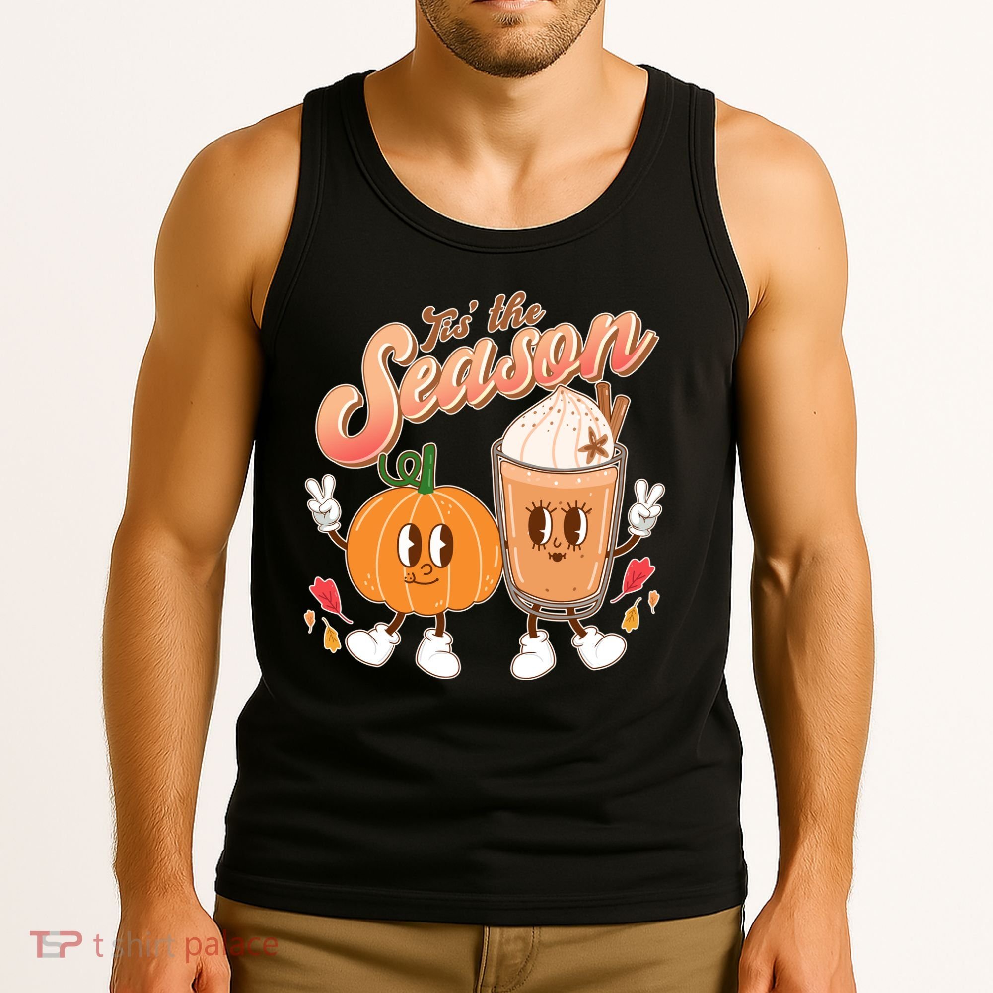 Cute Retro Fall Pumpkin Spice Tis The Season Tank Top