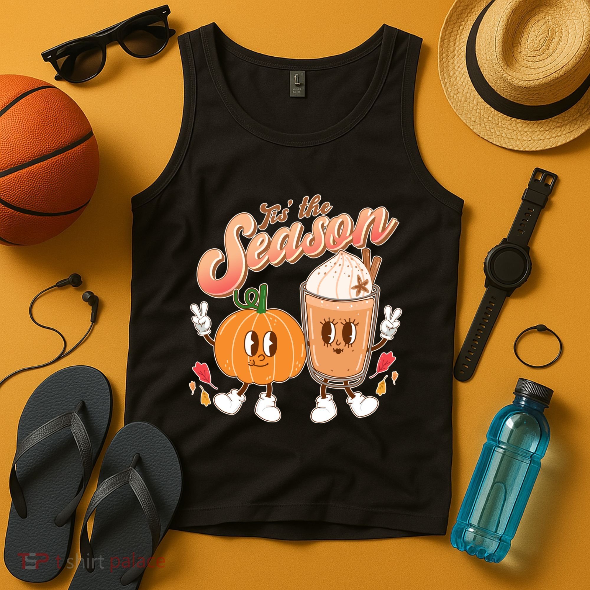 Cute Retro Fall Pumpkin Spice Tis The Season Tank Top