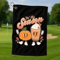 Cute Retro Fall Pumpkin Spice Tis The Season Golf Towel thumb 1