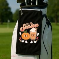 Cute Retro Fall Pumpkin Spice Tis The Season Golf Towel thumb 2