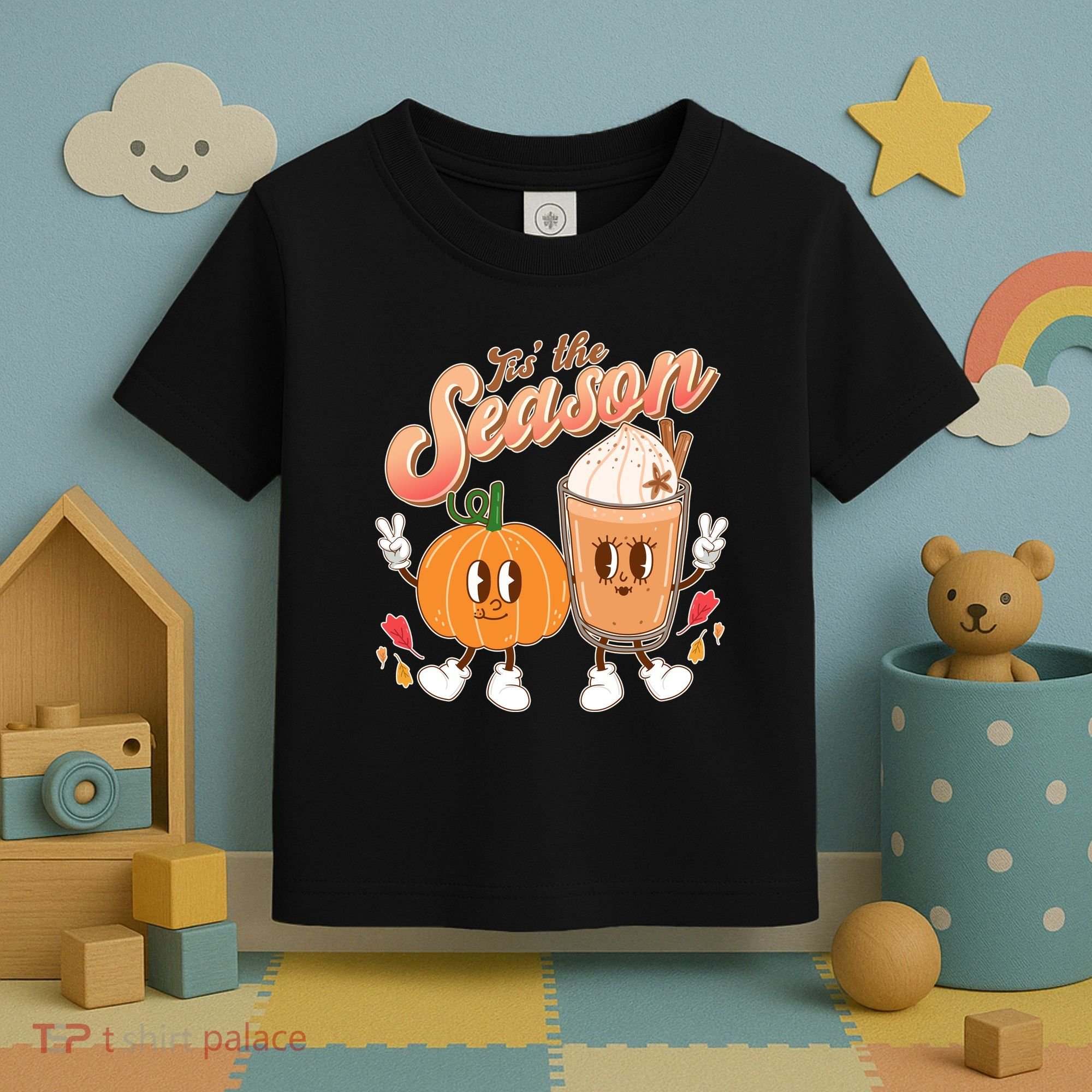 Cute Retro Fall Pumpkin Spice Tis The Season Toddler T-Shirt