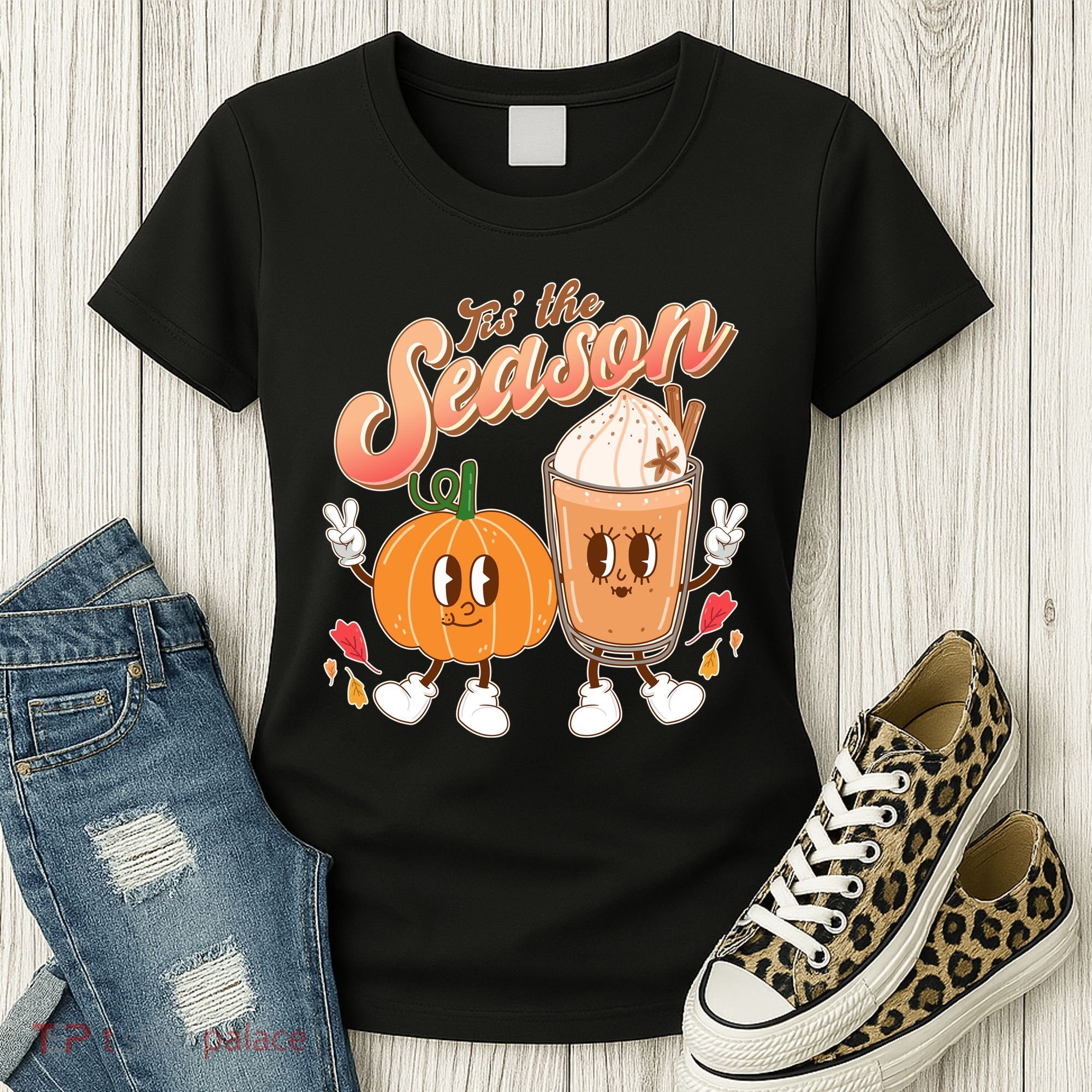 Cute Retro Fall Pumpkin Spice Tis The Season Women's T-Shirt