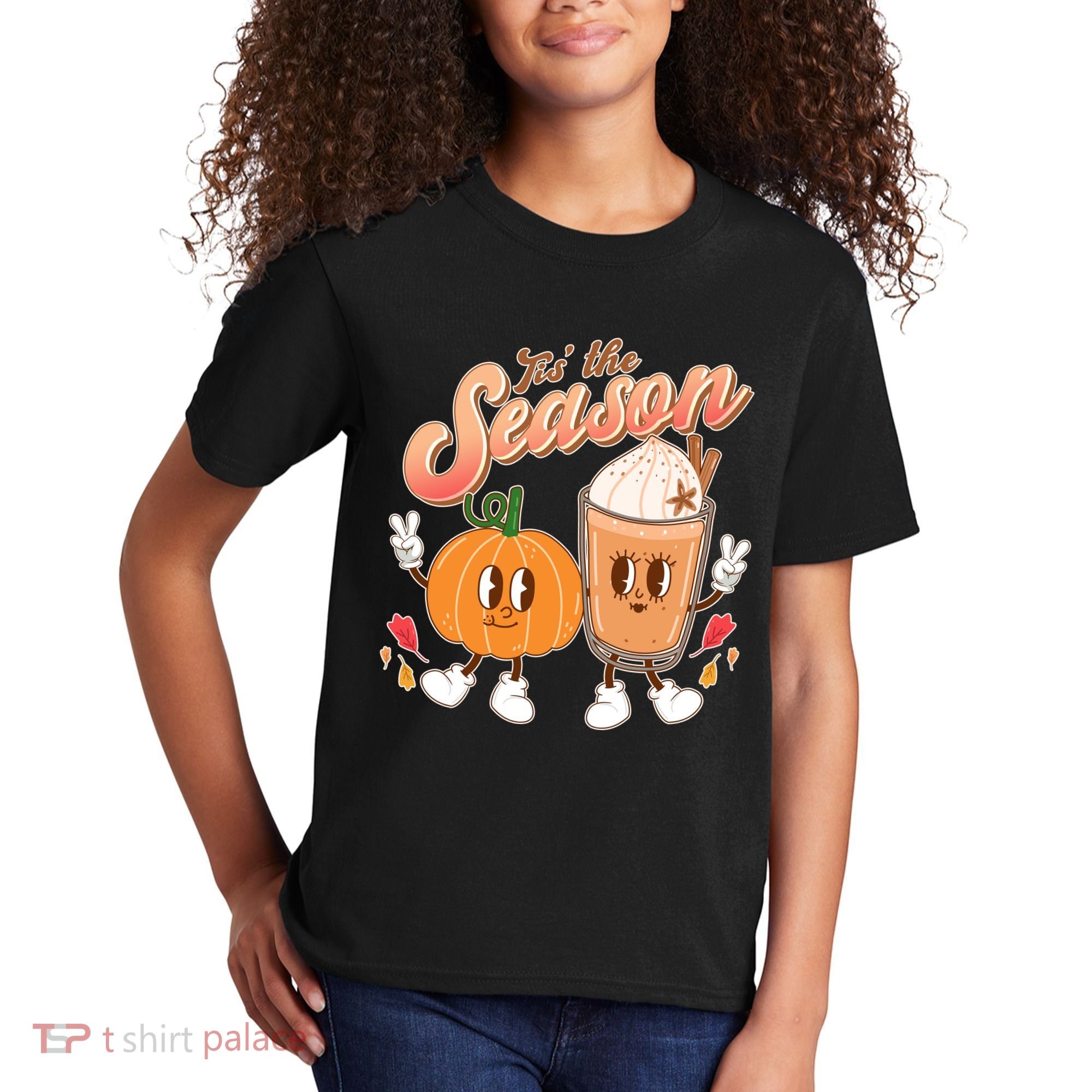 Cute Retro Fall Pumpkin Spice Tis The Season Kids T-Shirt