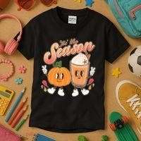 Cute Retro Fall Pumpkin Spice Tis The Season Kids T-Shirt thumb 3