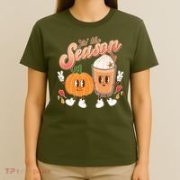 Cute Retro Fall Pumpkin Spice Tis The Season T-Shirt thumb 4