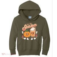 Cute Retro Fall Pumpkin Spice Tis The Season Kids Hoodie thumb 0