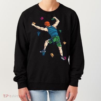 Climber Reaching For Holds Illustrated Rock Climbing Scene Women's Sweatshirt