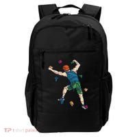 Climber Reaching For Holds Illustrated Rock Climbing Scene Backpack thumb 0