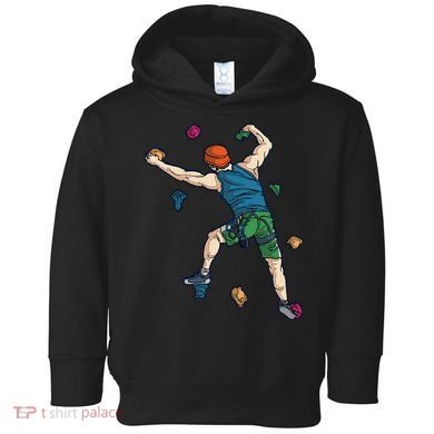 Climber Reaching For Holds Illustrated Rock Climbing Scene Toddler Hoodie