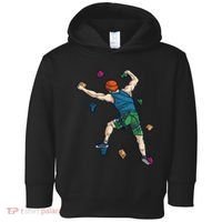 Climber Reaching For Holds Illustrated Rock Climbing Scene Toddler Hoodie thumb 0