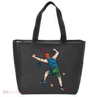 Climber Reaching For Holds Illustrated Rock Climbing Scene Tote Bag thumb 0