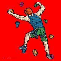 Climber Reaching For Holds Illustrated Rock Climbing Scene Santa Hat thumb 1