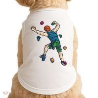 Climber Reaching For Holds Illustrated Rock Climbing Scene Doggie Tank thumb 0