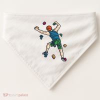 Climber Reaching For Holds Illustrated Rock Climbing Scene USA-Made Doggie Bandana thumb 0