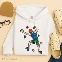 Climber Reaching For Holds Illustrated Rock Climbing Scene Hoodie thumb 4