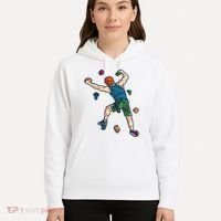 Climber Reaching For Holds Illustrated Rock Climbing Scene Hoodie thumb 5