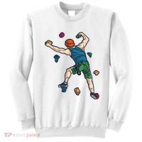 Climber Reaching For Holds Illustrated Rock Climbing Scene Sweatshirt thumb 0
