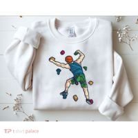 Climber Reaching For Holds Illustrated Rock Climbing Scene Sweatshirt thumb 2