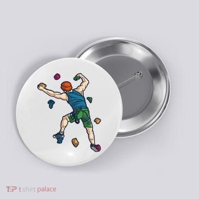Climber Reaching For Holds Illustrated Rock Climbing Scene Button