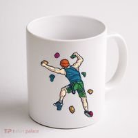 Climber Reaching For Holds Illustrated Rock Climbing Scene Coffee Mug thumb 1