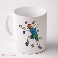 Climber Reaching For Holds Illustrated Rock Climbing Scene Coffee Mug thumb 0