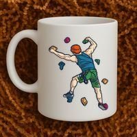 Climber Reaching For Holds Illustrated Rock Climbing Scene Coffee Mug thumb 2