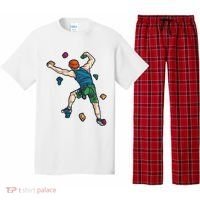 Climber Reaching For Holds Illustrated Rock Climbing Scene Pajama Set thumb 0
