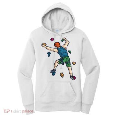 Climber Reaching For Holds Illustrated Rock Climbing Scene Women's Hoodie