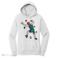 Climber Reaching For Holds Illustrated Rock Climbing Scene Women's Hoodie thumb 0