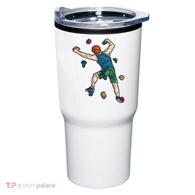 Climber Reaching For Holds Illustrated Rock Climbing Scene Tumbler