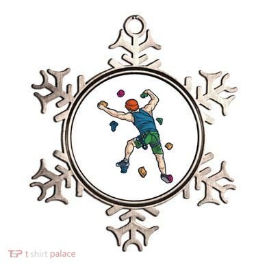Climber Reaching For Holds Illustrated Rock Climbing Scene Ornament