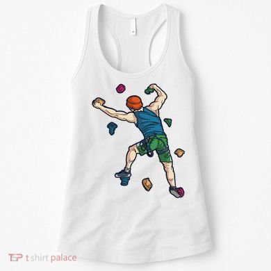 Climber Reaching For Holds Illustrated Rock Climbing Scene Women's Tank Top