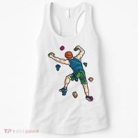 Climber Reaching For Holds Illustrated Rock Climbing Scene Women's Tank Top thumb 0