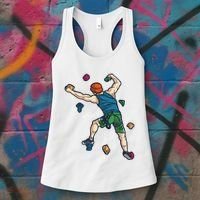 Climber Reaching For Holds Illustrated Rock Climbing Scene Women's Tank Top thumb 3