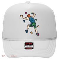 Climber Reaching For Holds Illustrated Rock Climbing Scene Hat thumb 0
