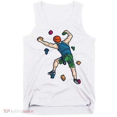 Climber Reaching For Holds Illustrated Rock Climbing Scene Tank Top