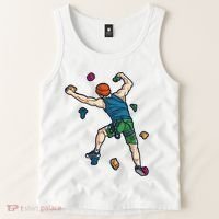 Climber Reaching For Holds Illustrated Rock Climbing Scene Tank Top thumb 2